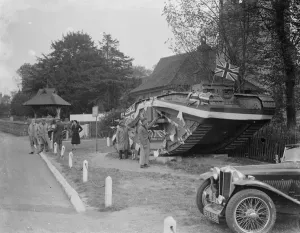 A decorated Mk II tank in Farningham, Kent. 1938