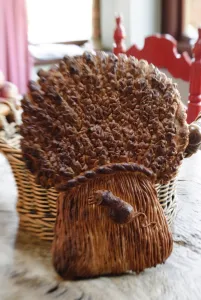 Decorative loaf in shape of sheaf of wheat with mouse for harvest festival credit