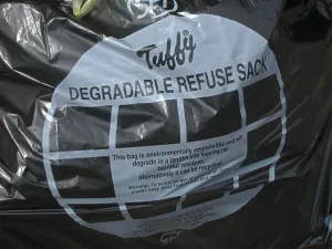 Lifestyle Prints: Degradable refuse sack. This bag is environmentally responsible and will degrade