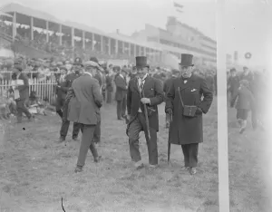 Racing Prints: Derby day at Epsom Mr Richmond Marsh ( Kingss trainer ) and Lord Marcus Beresford