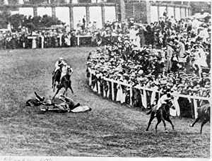 Suffragette Collection: The Derby at Epsom the suffragette incident Emily Davison The horse Anmer (owned