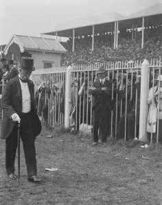 Racing Prints: The Derby Mr P P Gilpin trainer of Allan Breck wearing a disappointed look 1 June 1921