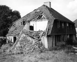 Home Prints: A destroyed home, after a German air raid