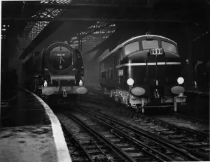 Travel Prints: The Diesel Electric Locomotive ( DMS Railway ) pulling out of Euston Station