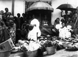 Custom Prints: Divine and Royal Persons Sierra Leone Tribal Chief and wife raised above the ground