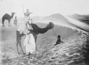 Where they don t have floods. A scene in the Sahara, showing an Arab tribesman