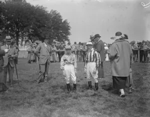 Framed Print : Donoghue Junior makes his bow to the public as a jockey at Salisbury. Donoghue and his son Framed Print : Donoghue Junior makes his bow to the public as a jockey at Salisbury. Donoghue and his son