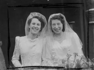 Double hitch up. Sisters Joan and Hope Connor had a double wedding at Holy Trinity Church