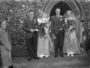 Groom Prints: A double wedding at St Nicholas in Chislehurst, Kent. Mr F A Diaper. The brides