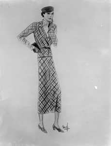 Drawing of Princess Marinas trousseau by Molyneux - afternoon ensemble. 26