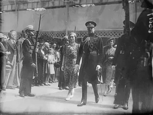 Duchess in summer fashions at Royal tournament. Wearing summer fashions, the Duchess of Gloucester