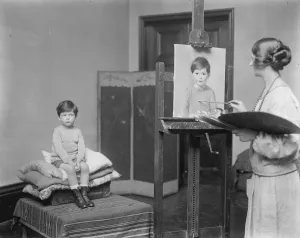 The Duke of Devonshires grandson sits for his portrait. The Hon Maurice Macmillan