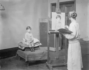 Aristocrat Prints: Duke of Devonshires grandson sits for his portrait. The Hon Maurice Macmillan