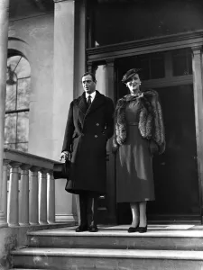 Adult Prints: The Duke and Duchess of Kent leaving their home in Belgrave Square for the Christening