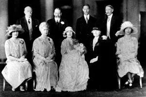 Duke and Duchess of York with Elizabeth at her Christening