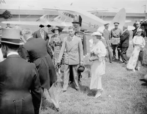 Plane Prints: Duke and Duchess of York fly to Brussels for British week. 1 July 1935