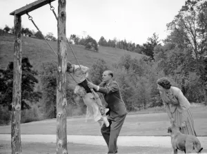 Play Prints: Duke of Edinburgh provides the push for Prince Charles and Princess Anne as they