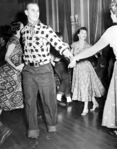 Dancing Prints: The Duke of Edinburgh swings his partner at Ottowa Barn Dance 15th October 1951