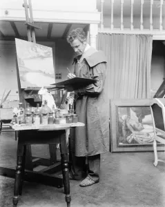 Earls son painting Dukes pictures. The Hon Neville Lytton engaged at his London