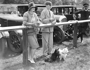 Motorcar Prints: East Berkshire horse show. Mrs Guy Staveley and her son Anthony. 1928
