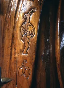 Symbol Prints: Easter Island - Birdman cult - Birdman carvings on the wooden statue of a Christian