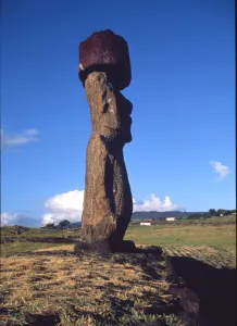 Ancient Prints: Easter Island A few of the upright giant statues near the ancient volcanic quarry