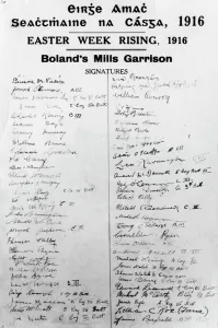 Easter Rising Ireland - 1916 Signatures of members of Bolands Mill Garrison commanded