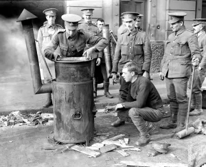 Easter Rising (originally captioned The Dublin rebellion) British soldiers cooking