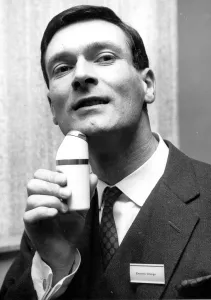 Elegant Shave Kenneth Grange of North London uses cordless electric shaver 22 May 1963 Elegant Shave Kenneth Grange of North London uses cordless electric shaver 22 May 1963