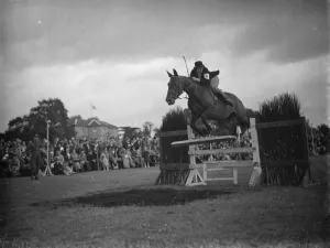 The Eltham and Bromley gymkhama. Miss M P Rice Horse jumping competition