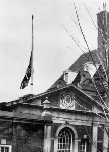 Embassies Mourn Sir Winston The Union Jack flies at half mast over the British Embassy
