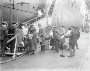 Fashionista Prints: The emigrant ship. Emigrants embarking at Tilbury on the 13 oco ton liner Moreton