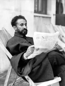 International Herald Tribune Prints: Emperor Haile Selassie I of Abyssinia is enjoying a seaside holiday at Eastbourne