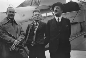 End of 17, 000 mile air trip Air Vice Marshal Sir W Sefton Brancker, with Mr Alan Cobham