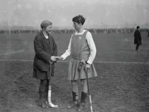 England versus Scotland, ladies hockey at Merton Abbey. Miss K Doman ( England )