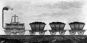 Railway Prints: Engraving of Blenkinsops rack engine 1812