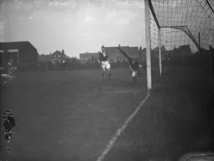 Erith and Belvedere club versus Worthing football club. The keeper watches as