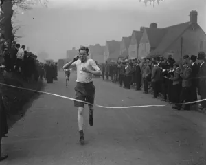 Eton School Sports. Lord J A Hope, twin son of the Marquis of Linlithgow winning his heat