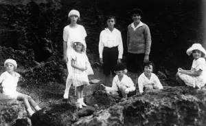 The Ex-Empress and her family at the Villa Lequeitio, Spain are LtoR background