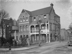 Balcony Prints: The exterior of the Crown Hotel in Grove Park, Kent. 1936