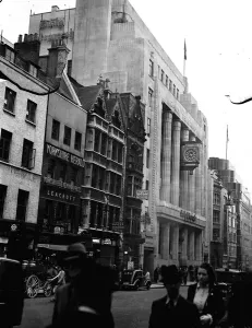 Exterior view of the Daily Telegraph building in Fleet Street, London. June 1939