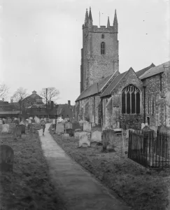 Steeple Prints: Exterior view of Lydd Church, Kent. 17 January 1939