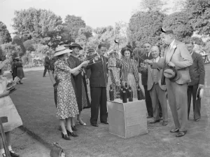 Rural Fairs Prints: Fair ground game at the Marl Lodge Fete in Bexley, London. 1939