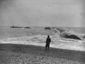 Beach Prints: The falling tide at Hastings, Sussex, revealed that the weekend gale and heavy sea