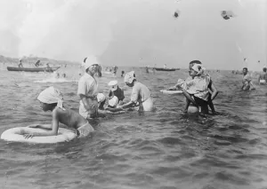 Leisure Prints: Family bathing in Japan A pretty scene at a popular bathing place near Tokyo Japan 16
