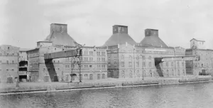 Famous Baltic Port Ruined By War The great elevators on the Harbour at Libau which