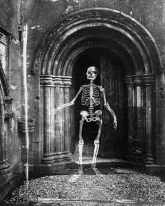 Esoterica Prints: Famous Ghosts : Skeleton ghost, Harry Price Library, University of London, England