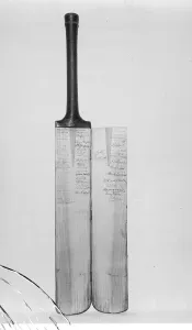 Famous test match bat which opens like a book. Probaly there is no cricket bat