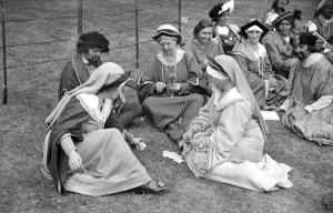 Fancy Dress Prints: Farningham Pagent Play. A game of cards. 1934
