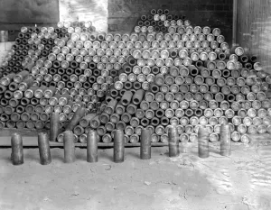 Shells Prints: finished high explosive shells as they leave the turning shop